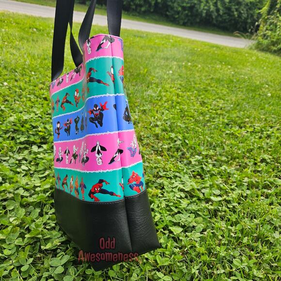 Cartoon Spider Animation Tote Bag Purse Vinyl Grocery Shopping Shoulder Tuesday - Picture 8 of 10